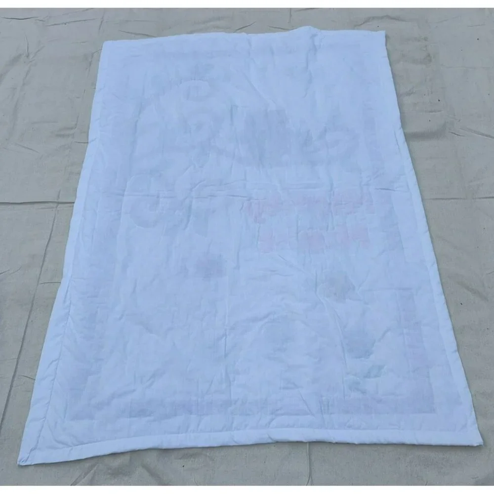 Handmade Baby Quilt, Embroidered Owl Flower Tree Nighty Night, White, 40